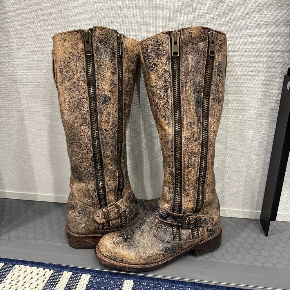 BED STU COBBLER SERIES TANGO WOMEN'S TALL BOOT 7.5 BIKERCORE ENGINEER MOTO NEW